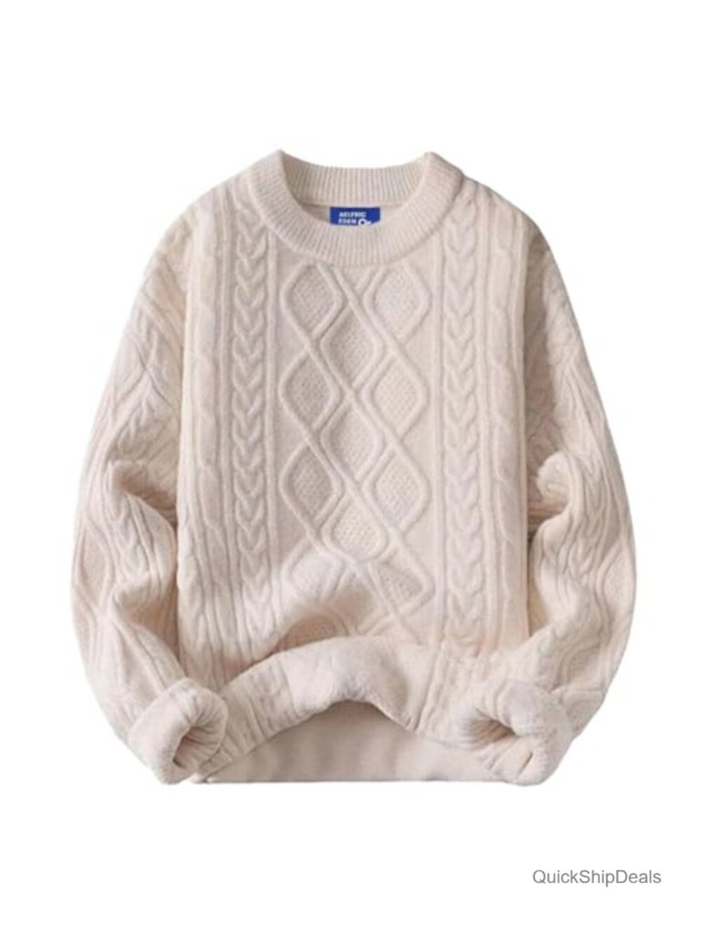 Oversized Cable Knit Sweater 90s Vintage Crewneck Pullover Long Sleeve Acrylic
